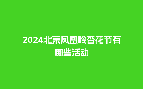 2024北京凤凰岭杏花节有哪些活动