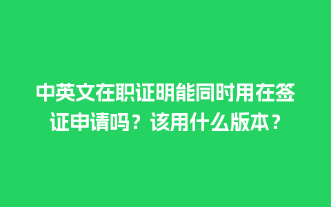 中英文在职证明能同时用在签证申请吗？该用什么版本？