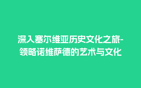 深入塞尔维亚历史文化之旅-领略诺维萨德的艺术与文化