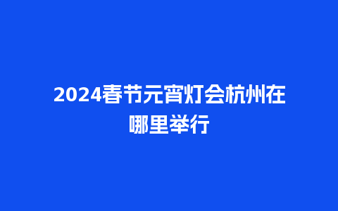 2024春节元宵灯会杭州在哪里举行