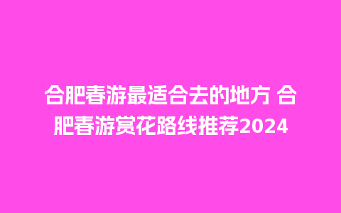 合肥春游最适合去的地方 合肥春游赏花路线推荐2024