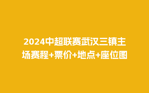 2024中超联赛武汉三镇主场赛程+票价+地点+座位图