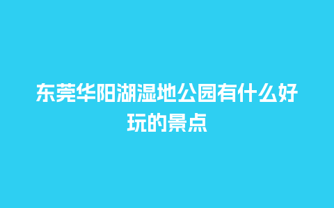 东莞华阳湖湿地公园有什么好玩的景点