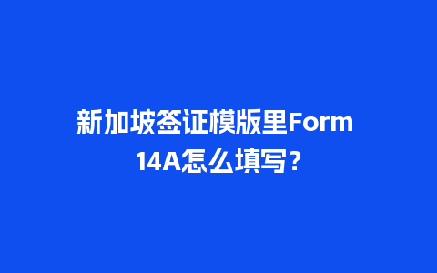 新加坡签证模版里Form 14A怎么填写？