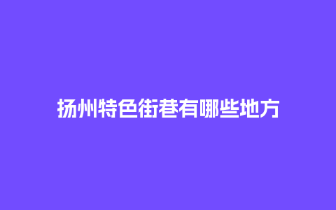 扬州特色街巷有哪些地方