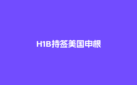 H1B持签美国申根