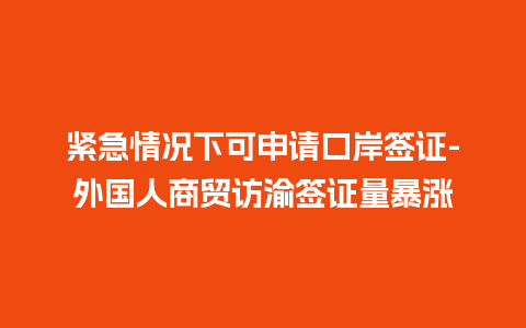 紧急情况下可申请口岸签证-外国人商贸访渝签证量暴涨