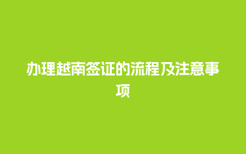 办理越南签证的流程及注意事项