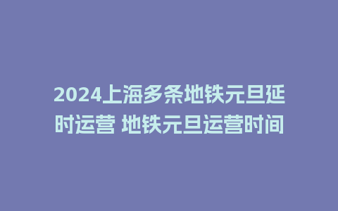 2024上海多条地铁元旦延时运营 地铁元旦运营时间