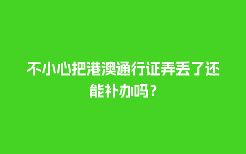 不小心把港澳通行证弄丢了还能补办吗？