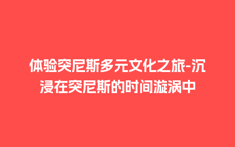 体验突尼斯多元文化之旅-沉浸在突尼斯的时间漩涡中