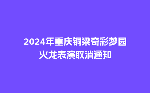 2024年重庆铜梁奇彩梦园火龙表演取消通知