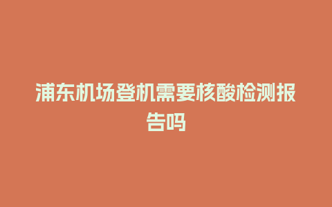 浦东机场登机需要核酸检测报告吗