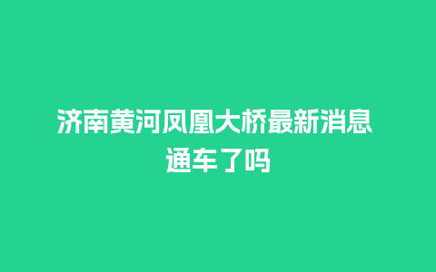 济南黄河凤凰大桥最新消息 通车了吗