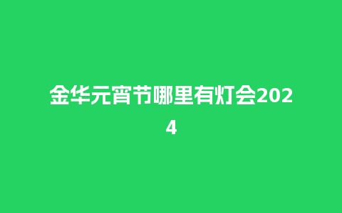 金华元宵节哪里有灯会2024