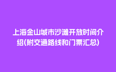 上海金山城市沙滩开放时间介绍(附交通路线和门票汇总)