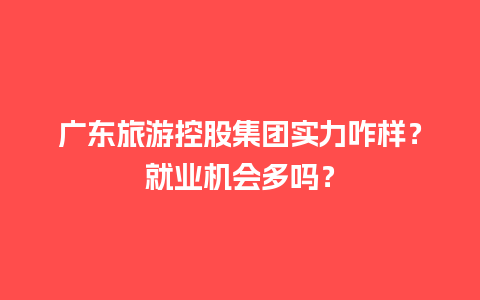 广东旅游控股集团实力咋样？就业机会多吗？