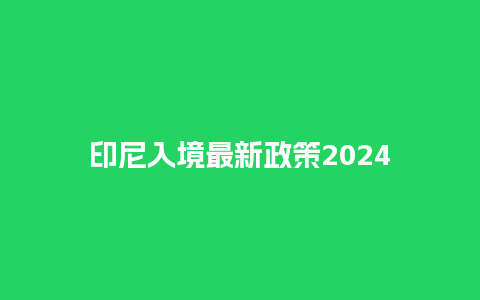 印尼入境最新政策2024