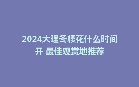 2024大理冬樱花什么时间开 最佳观赏地推荐