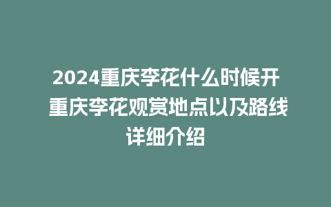 2024重庆李花什么时候开 重庆李花观赏地点以及路线详细介绍