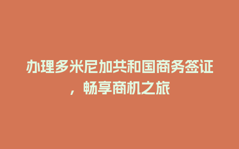 办理多米尼加共和国商务签证，畅享商机之旅