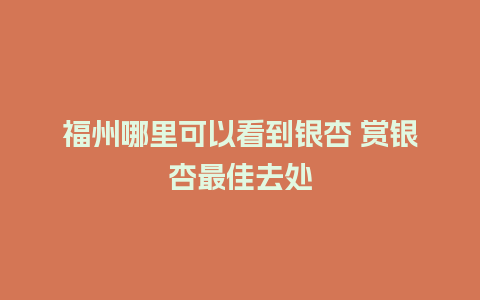 福州哪里可以看到银杏 赏银杏最佳去处