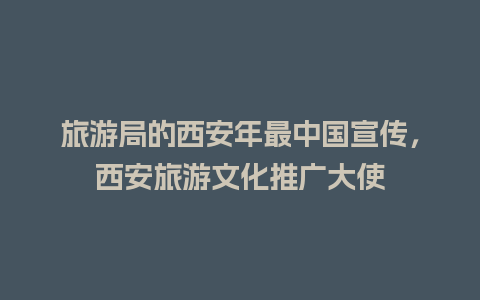 旅游局的西安年最中国宣传，西安旅游文化推广大使