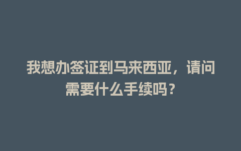 我想办签证到马来西亚，请问需要什么手续吗？