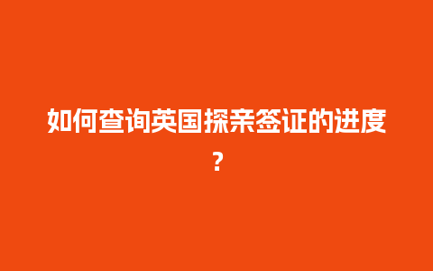 如何查询英国探亲签证的进度？