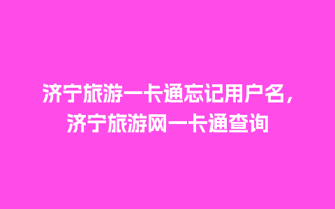 济宁旅游一卡通忘记用户名，济宁旅游网一卡通查询