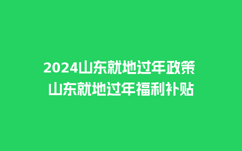 2024山东就地过年政策 山东就地过年福利补贴