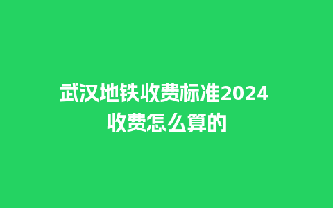 武汉地铁收费标准2024 收费怎么算的