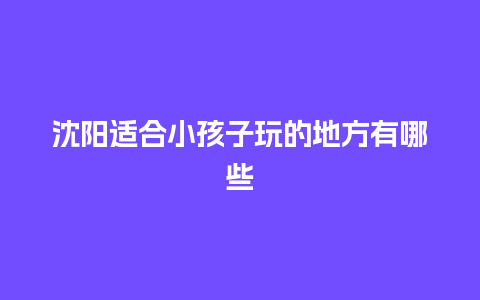 沈阳适合小孩子玩的地方有哪些