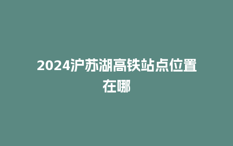 2024沪苏湖高铁站点位置在哪