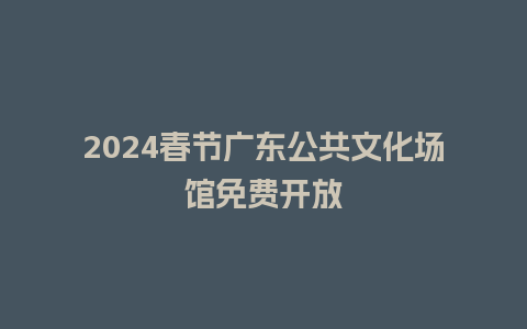 2024春节广东公共文化场馆免费开放