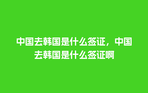 中国去韩国是什么签证，中国去韩国是什么签证啊