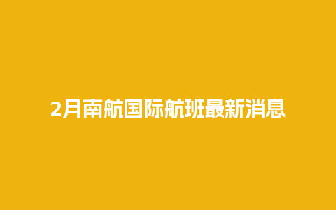 2月南航国际航班最新消息