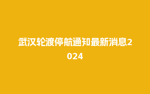 武汉轮渡停航通知最新消息2024