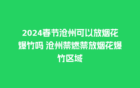 2024春节沧州可以放烟花爆竹吗 沧州禁燃禁放烟花爆竹区域