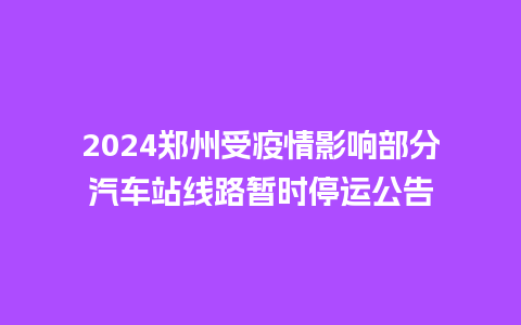 2024郑州受疫情影响部分汽车站线路暂时停运公告