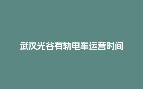 武汉光谷有轨电车运营时间