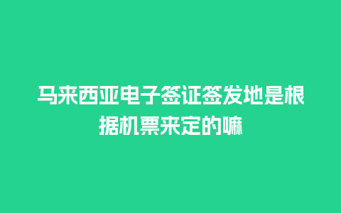 马来西亚电子签证签发地是根据机票来定的嘛