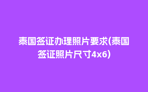 泰国签证办理照片要求(泰国签证照片尺寸4×6)