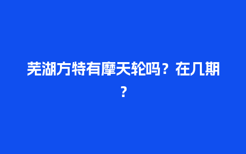 芜湖方特有摩天轮吗？在几期？