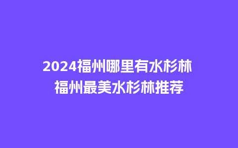 2024福州哪里有水杉林 福州最美水杉林推荐