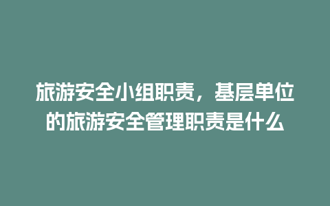 旅游安全小组职责，基层单位的旅游安全管理职责是什么