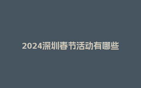 2024深圳春节活动有哪些