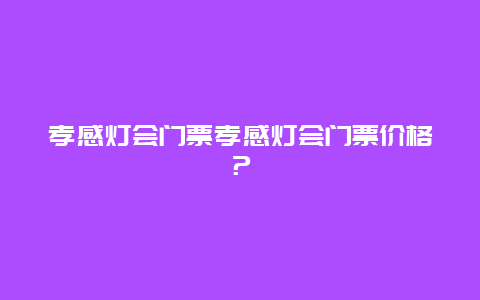 孝感灯会门票孝感灯会门票价格？