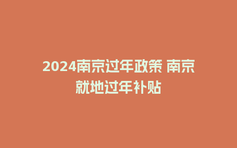 2024南京过年政策 南京就地过年补贴