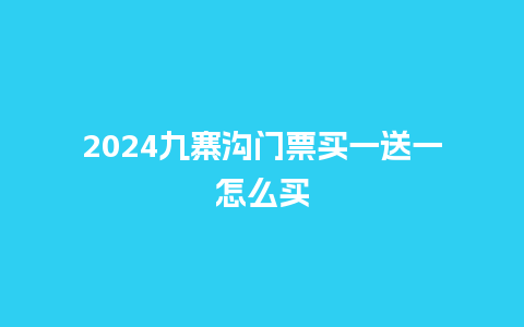 2024九寨沟门票买一送一怎么买